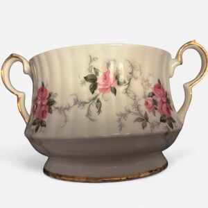 Vintage Princess House Pink Rose Sugar Bowl Fine Bone China England